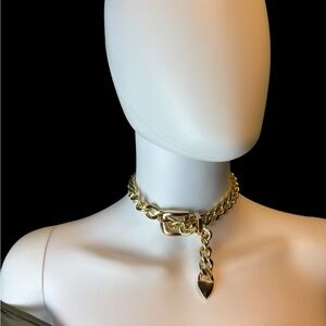 Gold Buckle Choker or long Chain Necklace